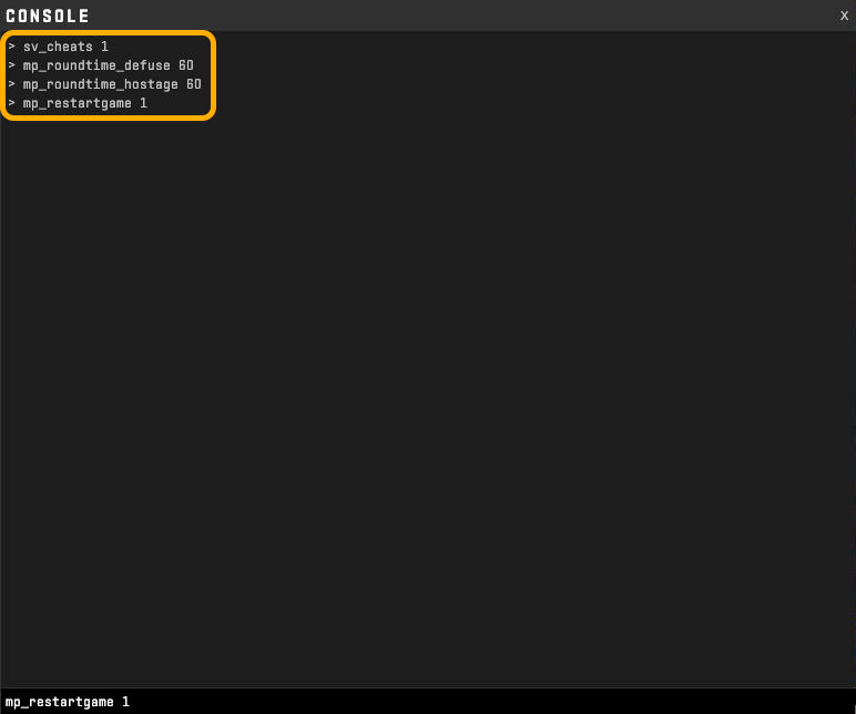 Comment mettre le temps infini et l'échauffement dans CS2: Commandes pour la console - Фото 1